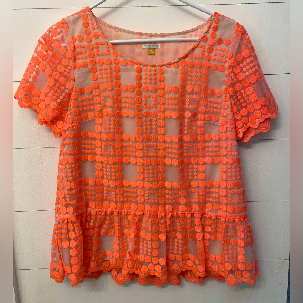 Anthropologie Neon Peplum Blouse